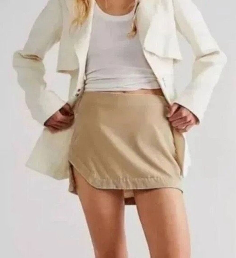 Free People Annalise Velvet Mini Skirt in Morning Oat Size 6